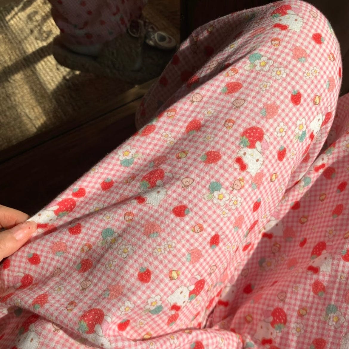 Strawberry Hello Kitty Cotton Pajama Pants - ArtGalleryZen