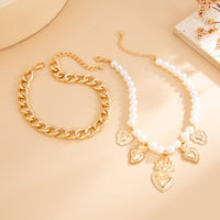 Thumbnail for Stylish 2pcs Flame Heart Charm Pearl Chain Anklet Set - ArtGalleryZen