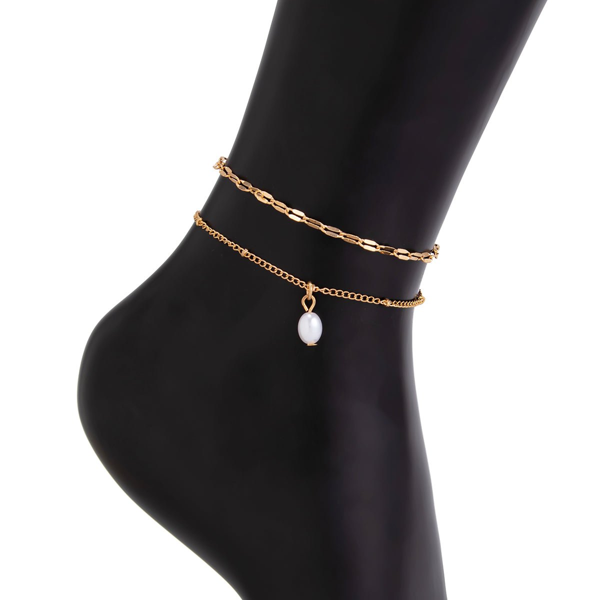 Stylish 2pcs Pearl Charm Saturn Chain Anklet Set - ArtGalleryZen