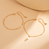 Thumbnail for Stylish 2pcs Pearl Charm Saturn Chain Anklet Set - ArtGalleryZen