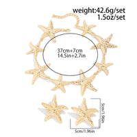 Thumbnail for Stylish Chunky Gold Silver Tone Starfish Necklace Earrings Set - ArtGalleryZen