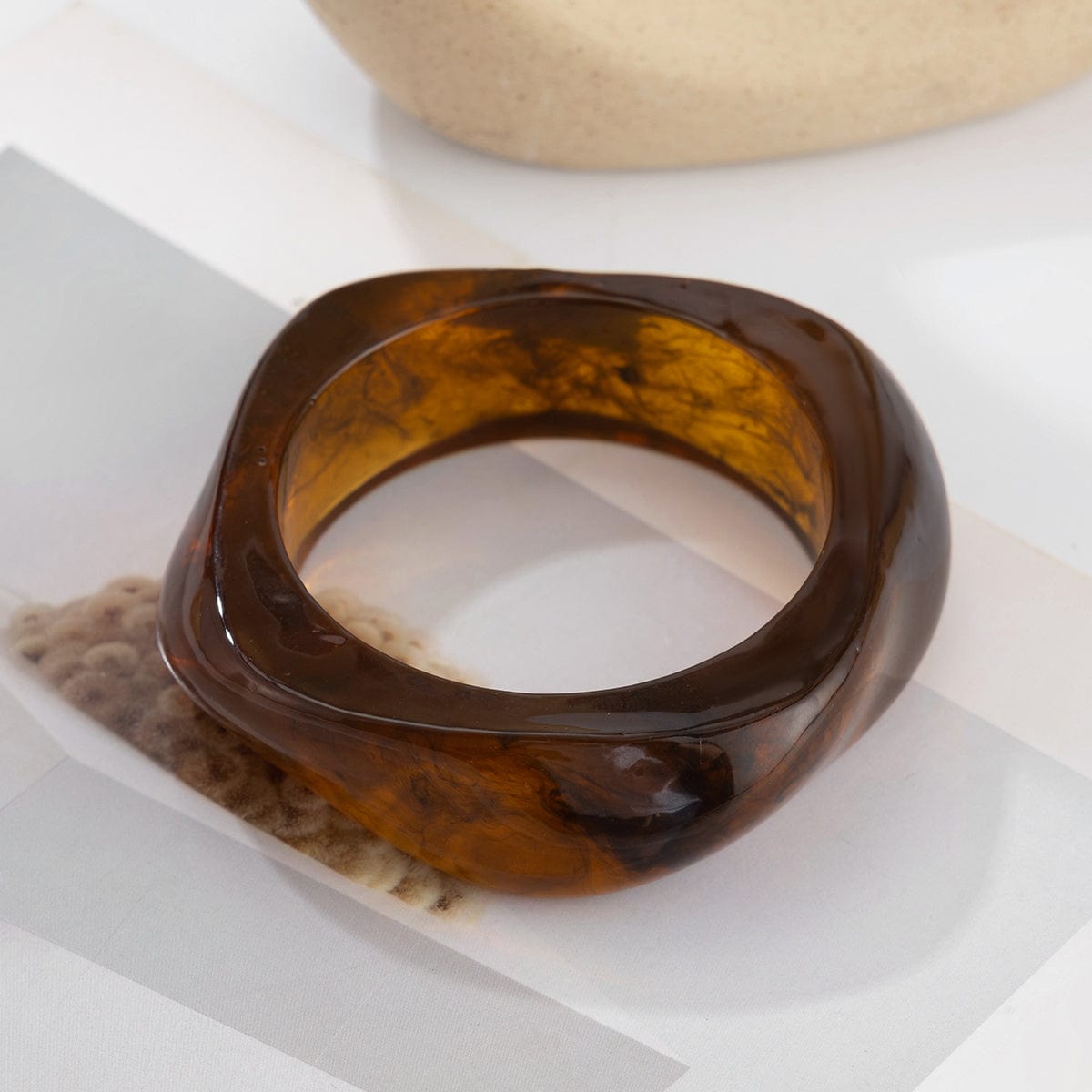 Stylish Chunky Resin Wide Cuff Bangle Bracelet - ArtGalleryZen