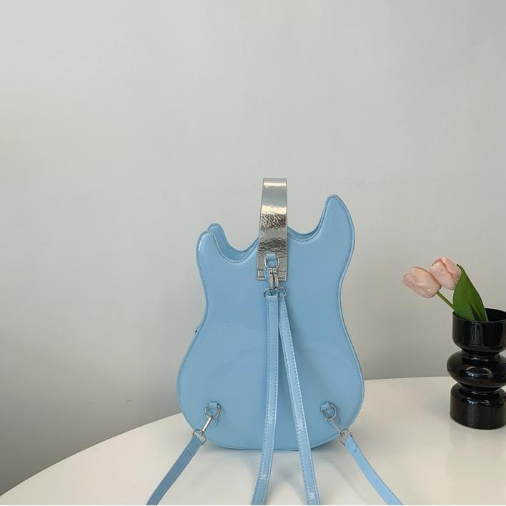 Stylish Guitar Bass Shape PU Leather Backpack Bag - ArtGalleryZen
