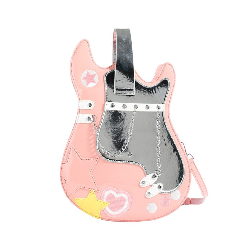 Stylish Guitar Bass Shape PU Leather Backpack Bag - ArtGalleryZen