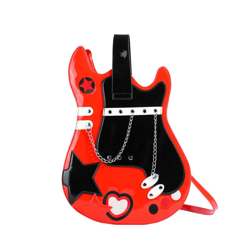 Stylish Guitar Bass Shape PU Leather Backpack Bag - ArtGalleryZen
