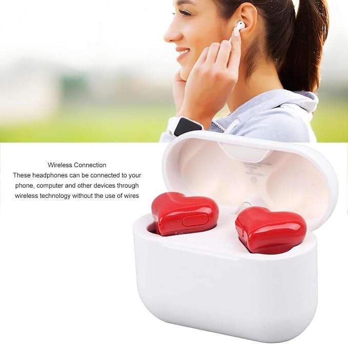 Stylish Heart Shaped Wireless Bluetooth Earphones - ArtGalleryZen