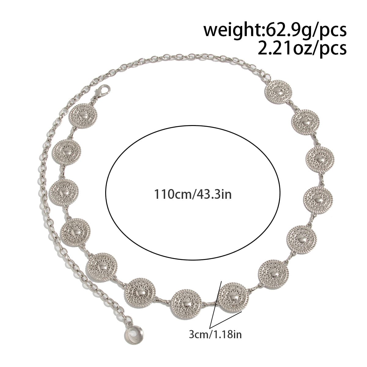 Stylish Hollow Pattern Round Disk Waist Chain - ArtGalleryZen