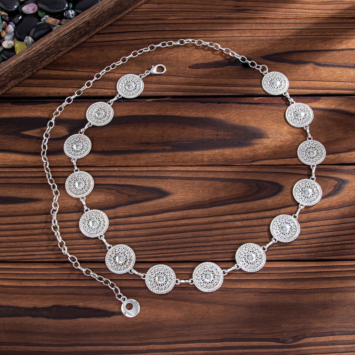 Stylish Hollow Pattern Round Disk Waist Chain - ArtGalleryZen