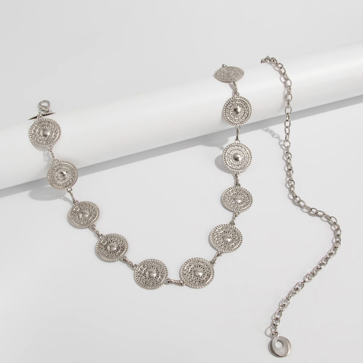 Stylish Hollow Pattern Round Disk Waist Chain - ArtGalleryZen