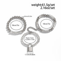 Thumbnail for Stylish Layered Chunky Lock Charm Curb Ball Chain Bracelet Set - ArtGalleryZen