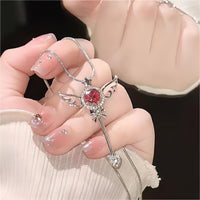 Thumbnail for Swarovski Crystal Pink Heart Magic Wand Necklace - ArtGalleryZen