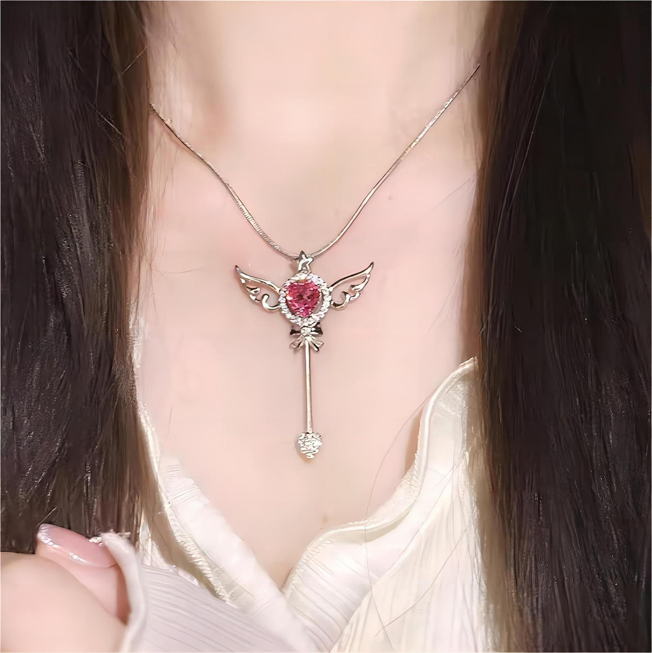 Cat Necklace-Swarovski Crystal Heart