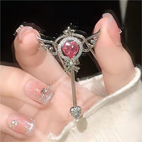 Thumbnail for Swarovski Crystal Pink Heart Magic Wand Necklace - ArtGalleryZen