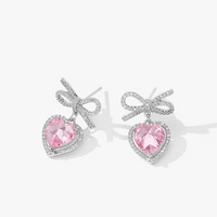 Thumbnail for Swarovski Crystal Ribbon Heart Earrings - ArtGalleryZen