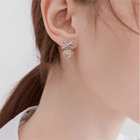 Thumbnail for Swarovski Crystal Ribbon Heart Earrings - ArtGalleryZen