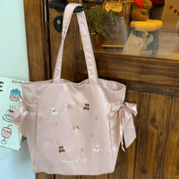 Thumbnail for Sweet Bunny Bear Rose Embroidery Bowknot Shoulder Bag - ArtGalleryZen