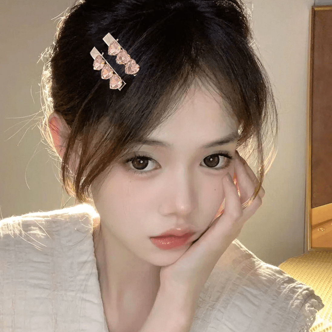 Sweet Crystal Inlaid Enamel Star Heart Bowknot Hair Clips Set - ArtGalleryZen