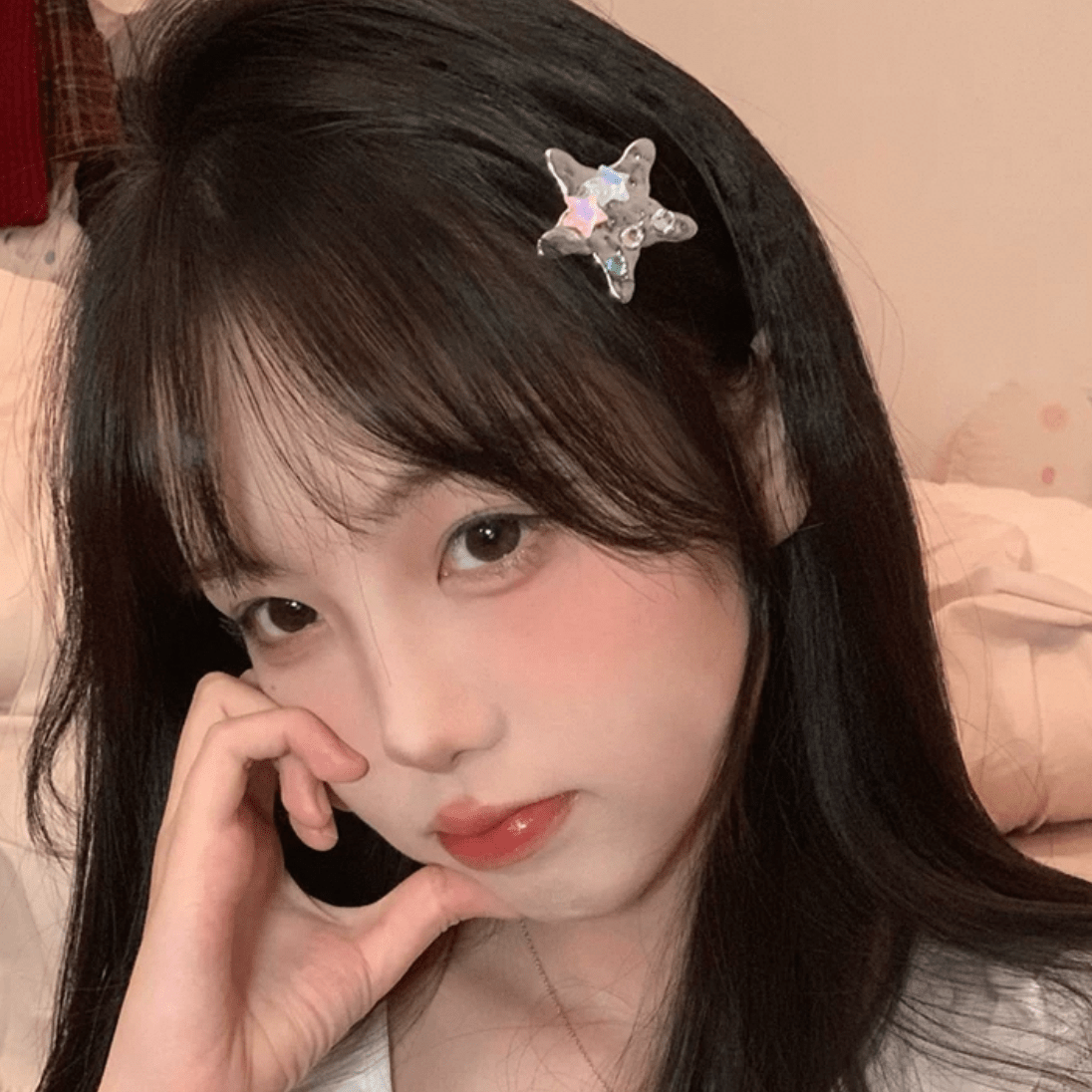 Sweet Crystal Inlaid Enamel Star Heart Bowknot Hair Clips Set - ArtGalleryZen