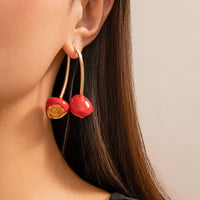 Thumbnail for Sweet Gold Plated Cherry Dangle Earrings - ArtGalleryZen