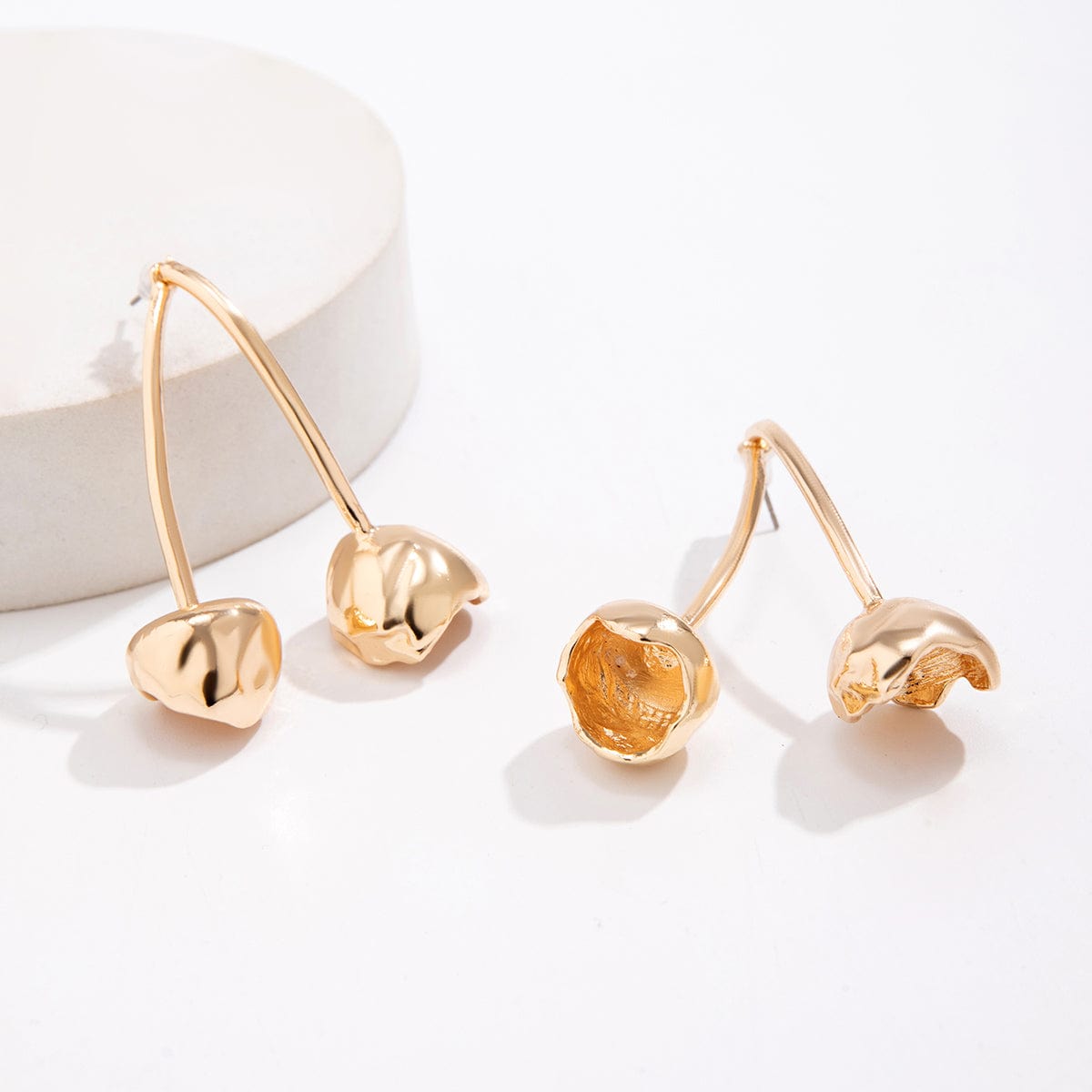 Sweet Gold Plated Cherry Dangle Earrings - ArtGalleryZen