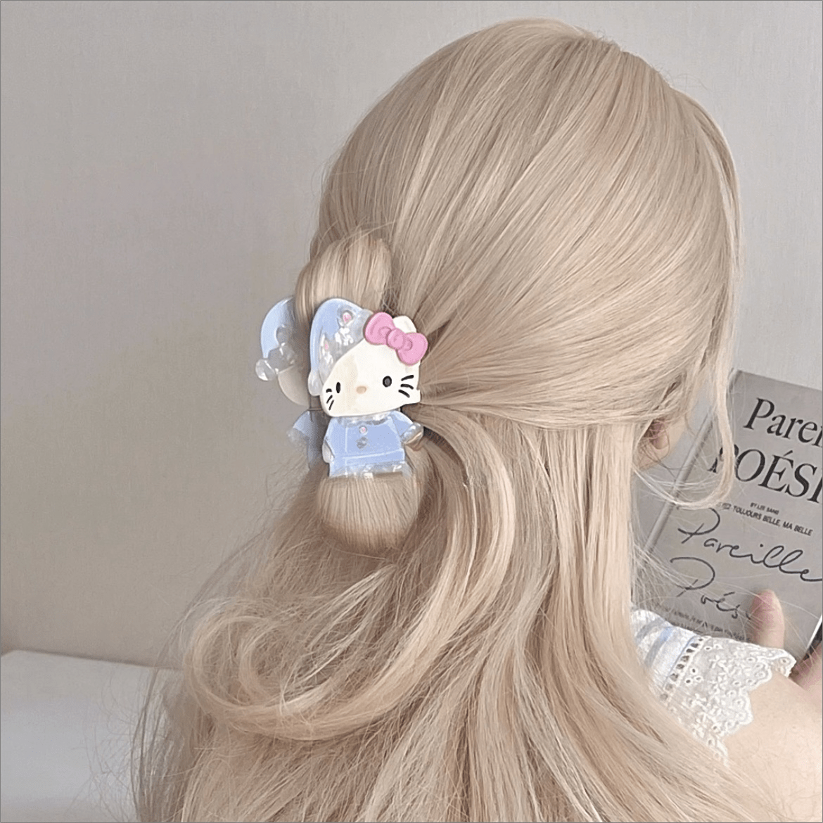 Sweet Hello Kitty Sleepwear Acetate Acrylic Hair Claw Hair Clip - ArtGalleryZen