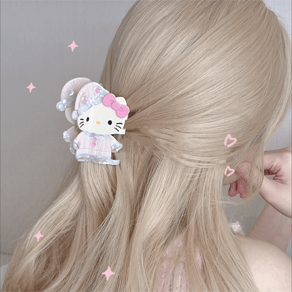 Sweet Hello Kitty Sleepwear Acetate Acrylic Hair Claw Hair Clip - ArtGalleryZen