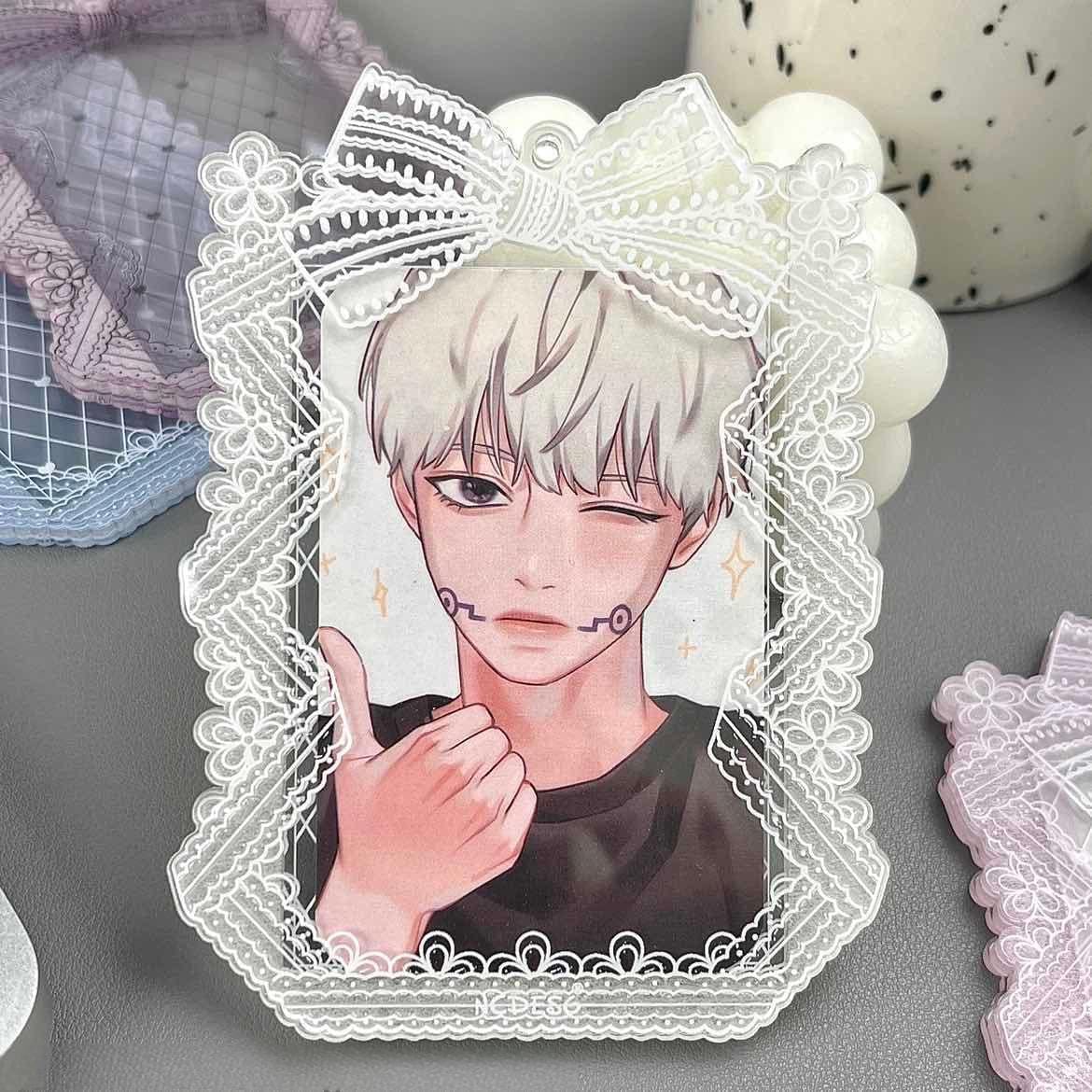 Sweet Lace Bowknot Kpop Acrylic Photocard Holder - ArtGalleryZen
