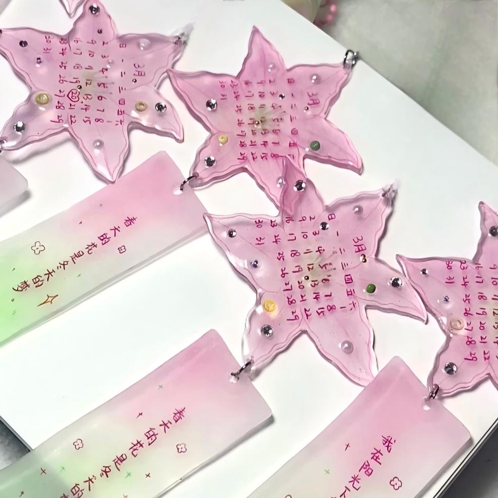 Sweet Lily Flower Calendar Acrylic Pendant Keychain - ArtGalleryZen