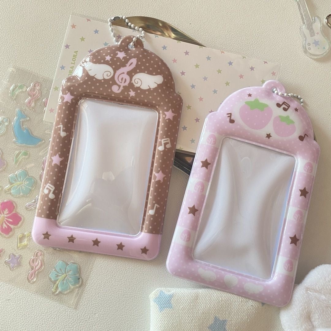 Sweet Note Angel Wing Strawberry Kpop Keychain Photocard Holder - ArtGalleryZen