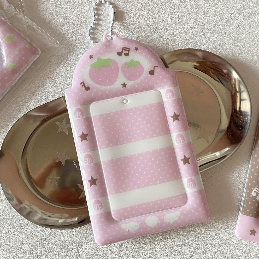 Sweet Note Angel Wing Strawberry Kpop Keychain Photocard Holder - ArtGalleryZen
