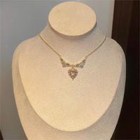 Thumbnail for Sweet Pink Crystal Heart Pendant CZ Inlaid Necklace - ArtGalleryZen