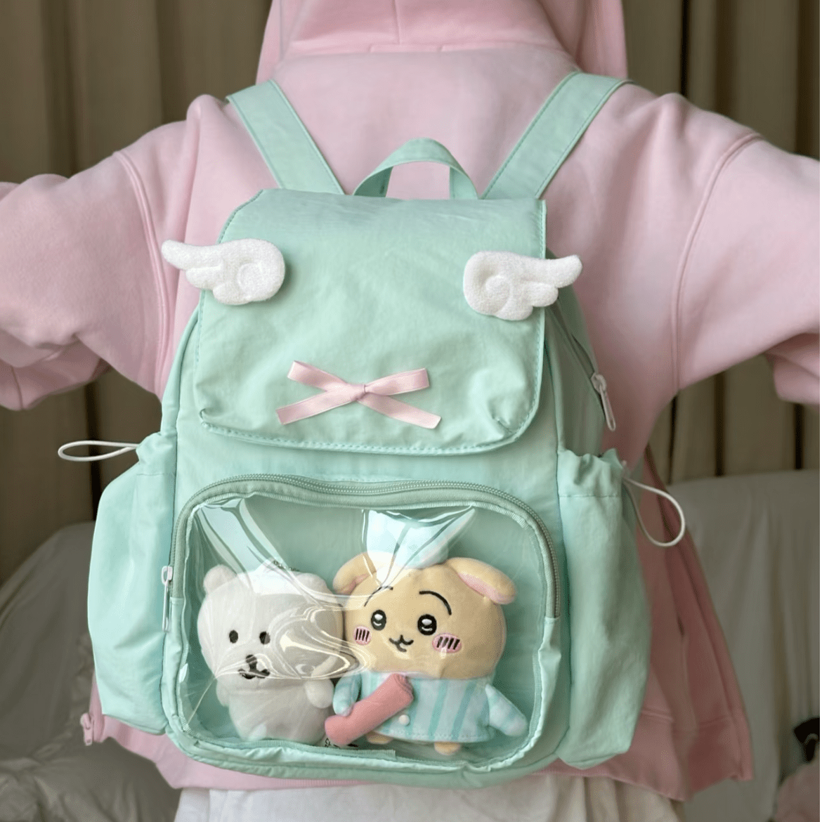 Sweet Polka Dots Angel Kpop Fan Display Backpack - ArtGalleryZen