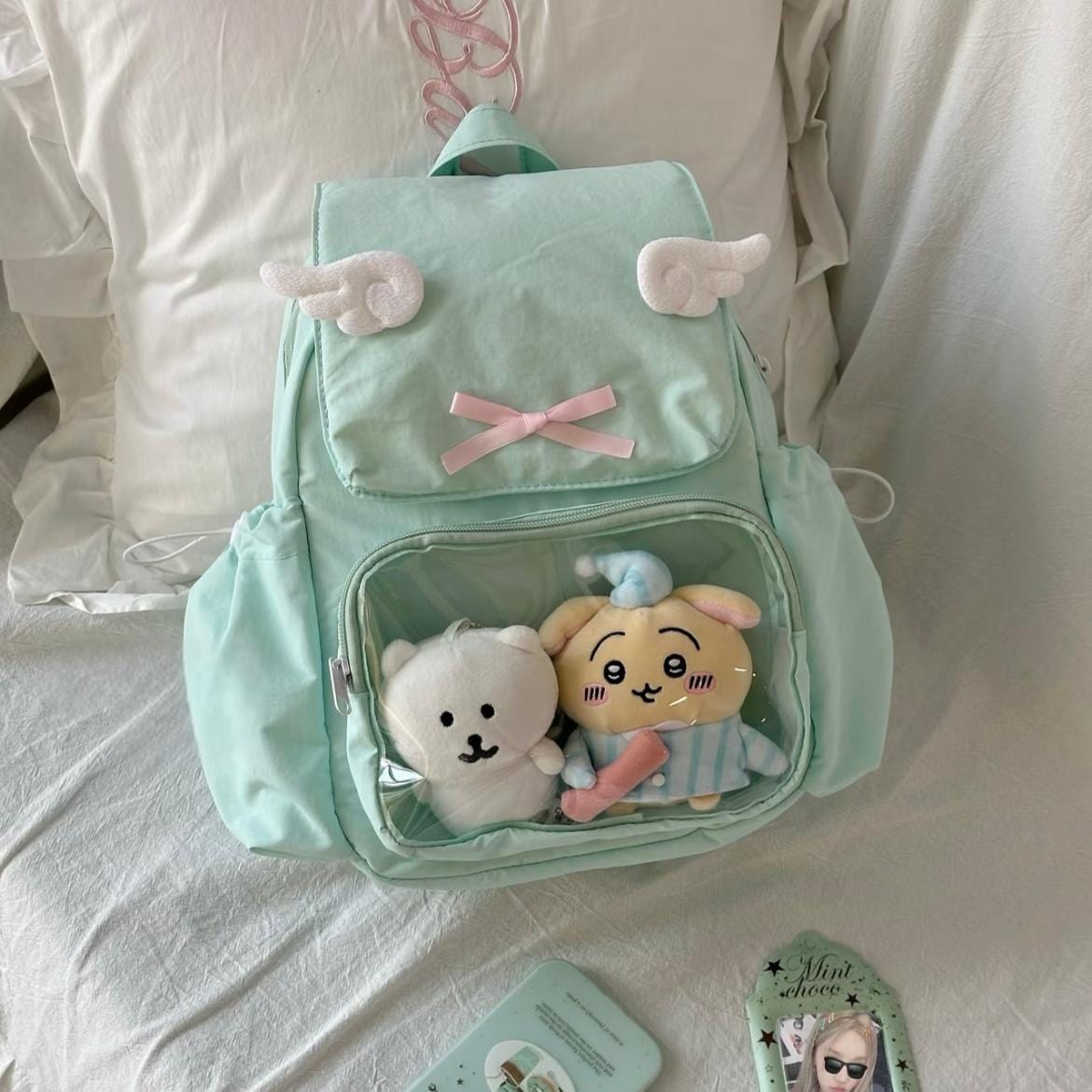 Sweet Polka Dots Angel Kpop Fan Display Backpack - ArtGalleryZen