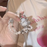 Thumbnail for Sweet Rhinestone Inlaid Cupid Charm Pearl Chain Hello Kitty Watch - ArtGalleryZen