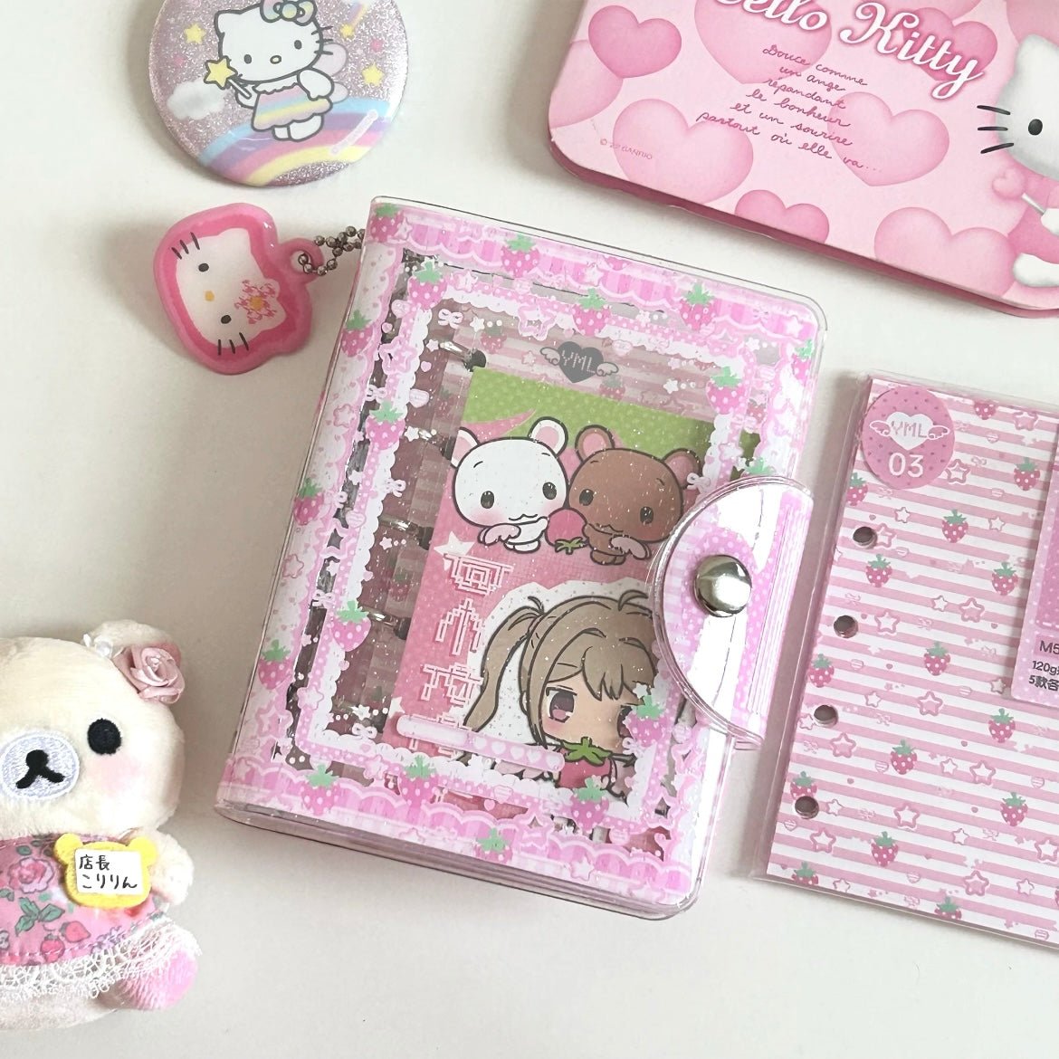 Sweet Strawberry Bowknot M5 PVC Binder Cover - ArtGalleryZen