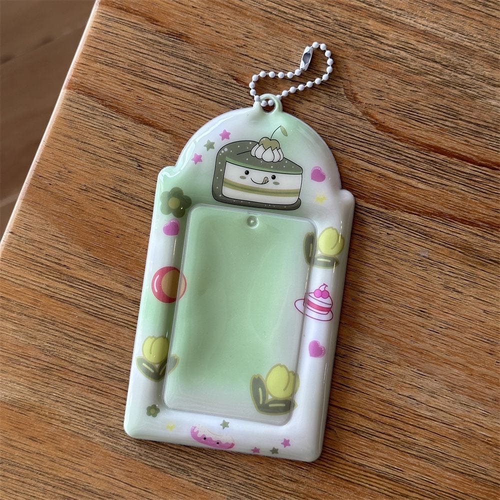 Sweet Strawberry Cake Pudding Kpop Keychain Photocard Holder - ArtGalleryZen