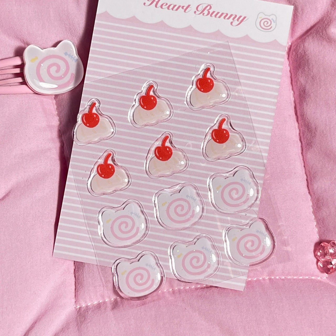 Sweet Strawberry Clover Cream Narutomaki Crystal 3D DIY Decoration Stickers - ArtGalleryZen
