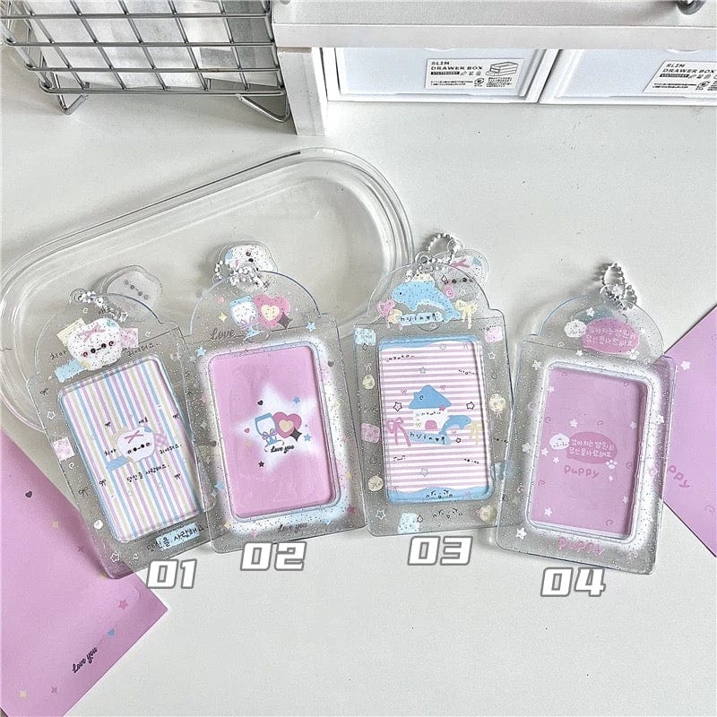 Sweet Transparent Glitter Kpop Keychain Photocard Holder - ArtGalleryZen