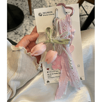 Thumbnail for Sweet Tulip Bowknot Pearl Lace Charm Heart Keychain - ArtGalleryZen