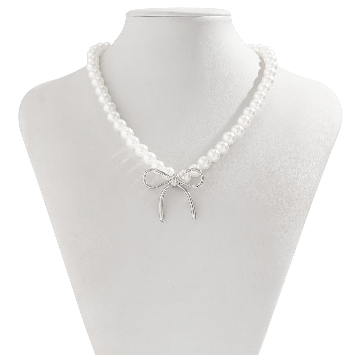 Temperament Bowknot Pendant Pearl Chain Choker Necklace - ArtGalleryZen