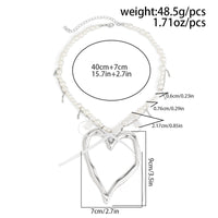 Thumbnail for Temperament Heart Pendant Pearl Chain Tassel Necklace - ArtGalleryZen