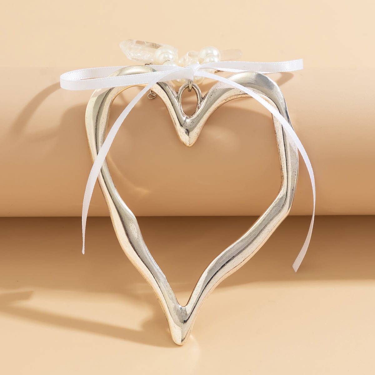 Temperament Heart Pendant Pearl Chain Tassel Necklace - ArtGalleryZen