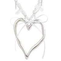 Thumbnail for Temperament Heart Pendant Pearl Chain Tassel Necklace - ArtGalleryZen