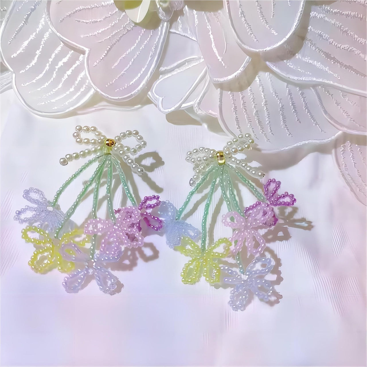 Transformable Tulip To Butterfly Beaded Earrings - ArtGalleryZen