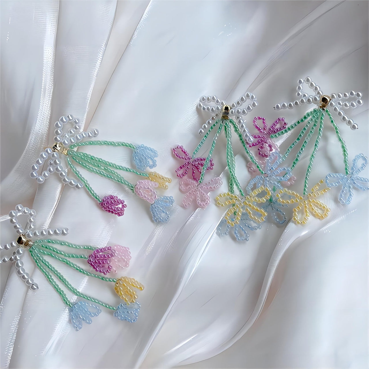 Transformable Tulip To Butterfly Beaded Earrings - ArtGalleryZen