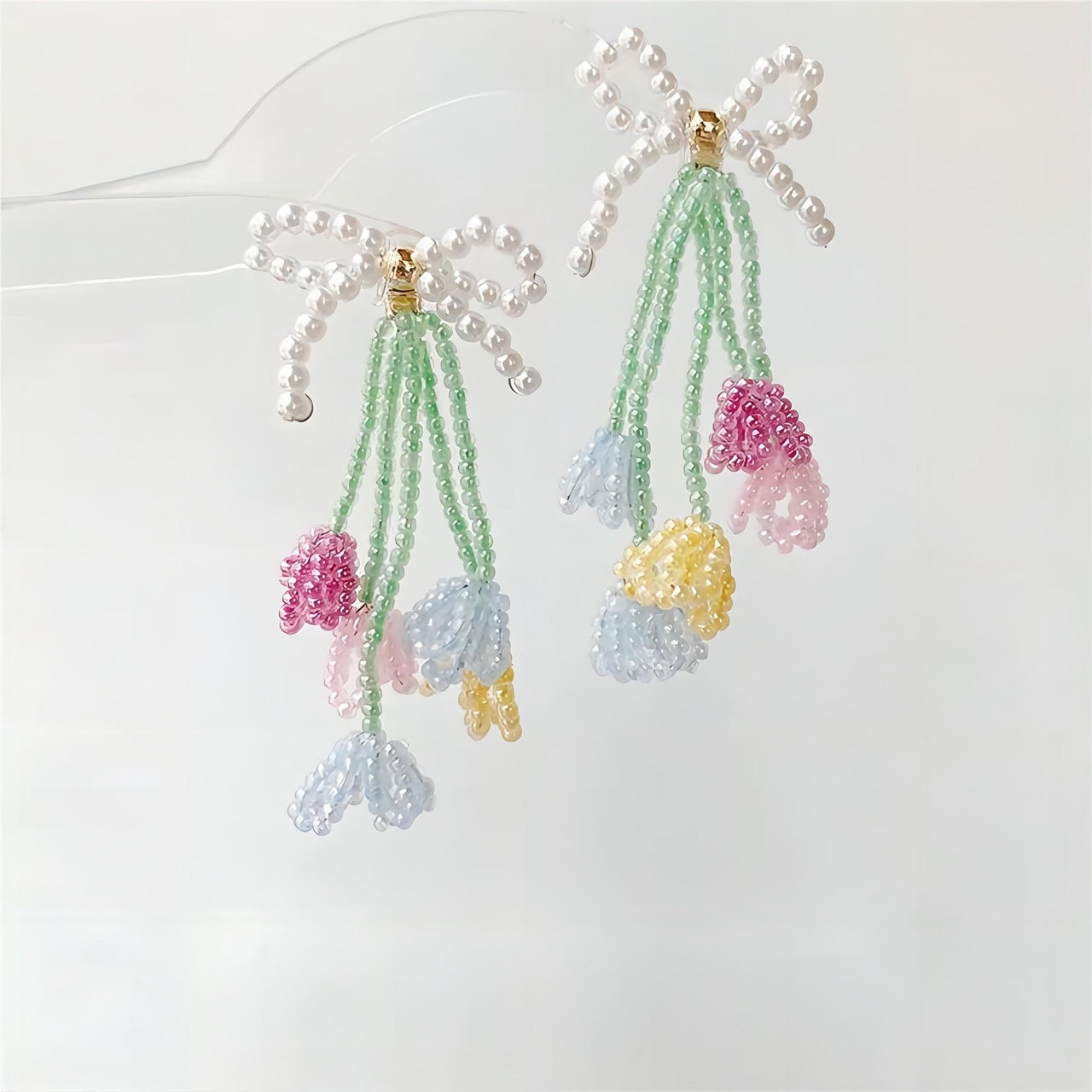 Transformable Tulip To Butterfly Beaded Earrings - ArtGalleryZen