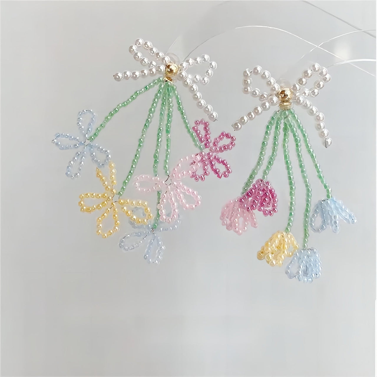 Transformable Tulip To Butterfly Beaded Earrings - ArtGalleryZen