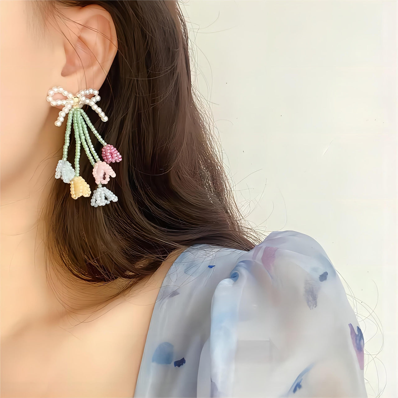 Transformable Tulip To Butterfly Beaded Earrings - ArtGalleryZen