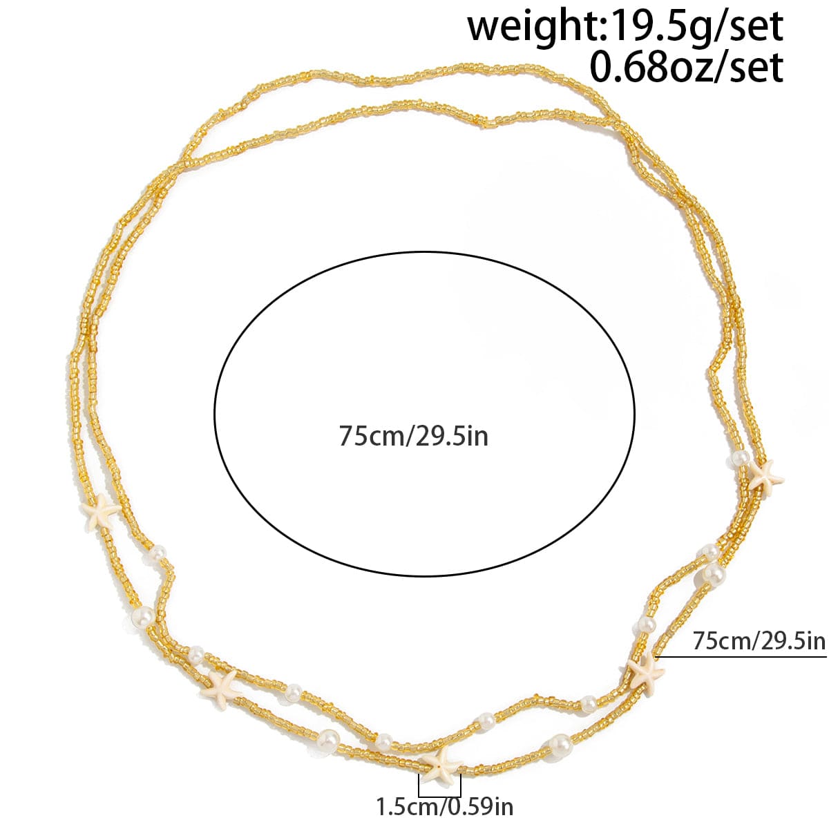 Trendy 2pcs Pearl Starfish Seed Beaded Waist Chain Set - ArtGalleryZen