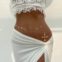 Thumbnail for Trendy 2pcs Rhinestone Inlaid Cross Pendant Sequin Tassel Belly Chain Set - ArtGalleryZen